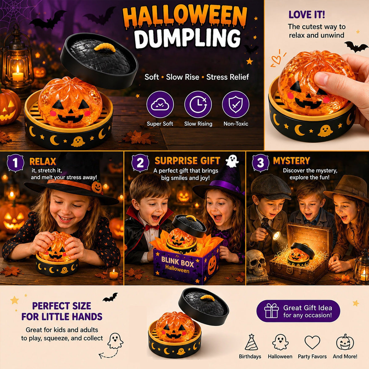 🎃👻Halloween Dumpling Stress Relief Toys