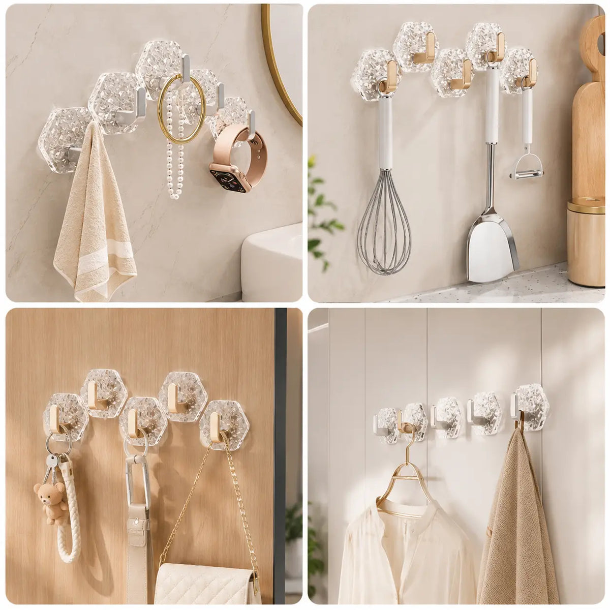 Heavy-Duty Luxury Acrylic Self-Adhesive Hooks